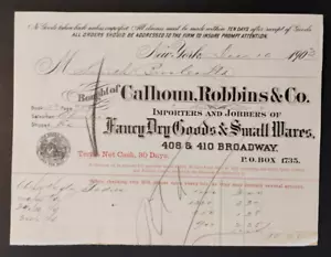 1903 Calhoun, Robbins & Co. Dry Goods Billhead Invoice Broadway, New York - Picture 1 of 1