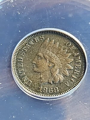 1868 Indian Head Penny Cent ANACS XF EF Extra Fine 40 Details Corroded Cleaned - Image 1 of 4
