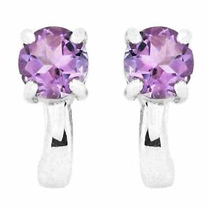UNHEATED NATURAL 6MM AMETHYST GEM PURPLE STONE IN STERLING SILVER 925 EARRING
