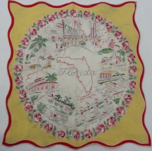 Vintage Florida souvenir fazzoletto fazzoletto punti di interesse Kress Silver Springs - Foto 1 di 2