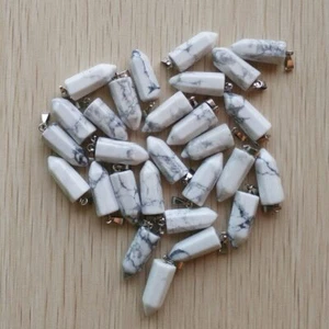 Wholesale 50pcs Natural White Turquoise Stone Hexagonal Pillar Pendants Jewelry - Picture 1 of 4