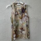Lola & Sophie Xs 100% Silk Blouse Lightweight Semi-Sheer Pastel Abstract V Neck