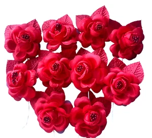 2.5" red Silk Single Rose Flowers - Pack of 10 - Picture 1 of 2
