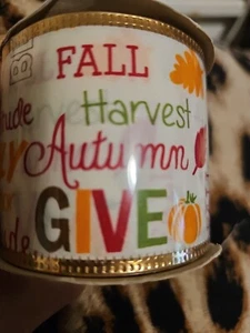 New Wire-Edged Ribbon Thanksgiving Fall Autumn Fall Colors ~ Happy Harvest - Picture 1 of 2