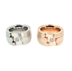 Edelstahlringe Damen 14 mm Partnerringe Band Herrenring Silber Fingerring Ringe - Bild 1 von 5