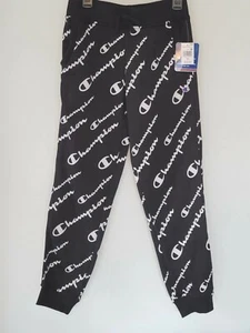 Champion Girls Pull-On Fleece Jogger Pants Sweatpant Youth Size M Black Logo New - Picture 1 of 5
