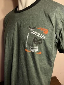 2008 Tour Shirt JOURNEY HEART CHEAP TRICK Size XL Green Ringer Tee Shirt - Picture 1 of 7