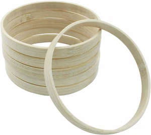 6Pcs 4 Inch Bamboo Floral Hoops, Wooden Hoop Wreath Frame Bamboo Ring for DIY Dr - Picture 1 of 5
