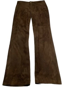 VTG Comme Toojoors Womens Brown Suede Genuine Leather Straight Pants Size 8 - Picture 1 of 11