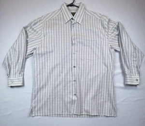 Ermenegildo Zegna Men L Blue Grey Check Long Sleeves Cotton Shirt Made In Italy - Picture 1 of 10