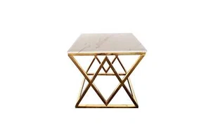 Alsea Side Table Gold Base - White Marble - Picture 1 of 1