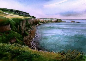 Giant's Causeway, County Antrim, Northern Ireland. James Mann Watercolor Prints - Picture 1 of 2