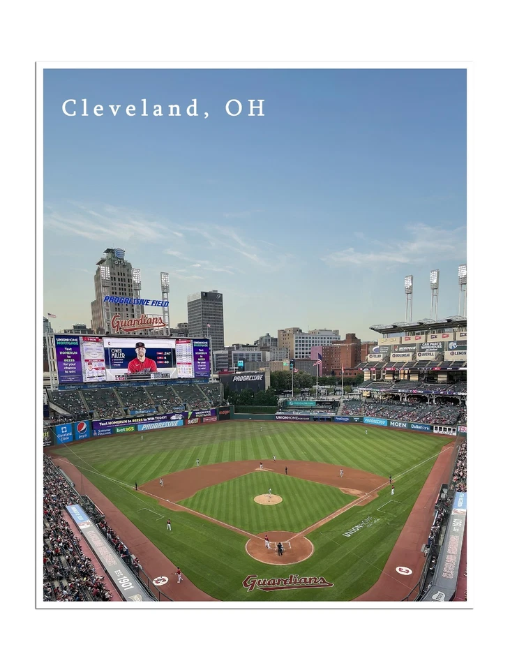 Cleveland Guardians Gift Baseball Art Stadium Poster Large Print 16x20" - Image 1 of 1