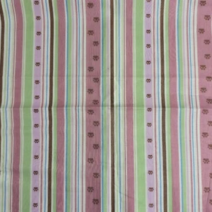 Cotton Quilt Fabric 24"x43" Meow by M'Liss Rae Hawley Cat Paws Pink Cream Stripe - Picture 1 of 5