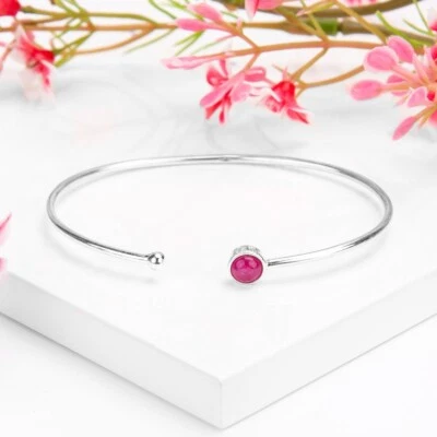 Beautifull Ruby Gemstone 925 Sterling Silver Handmade Bracelet Cuff RM-25 - Image 1 of 4