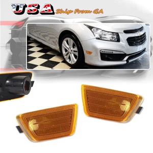 2x Amber Lens Front Bumper Side Marker Lights Assembly For 2011-2015 Chevy Cruze - Picture 1 of 8