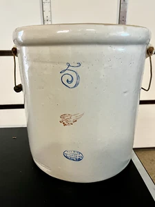 Vintage 5 Gallon Red Wing Stoneware Crock w/ Bail Handles - Picture 1 of 5