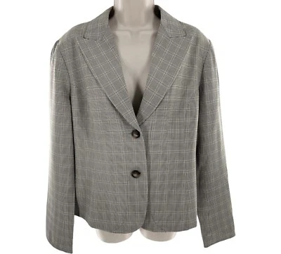 Lafayette 148 New York Woman's Gray Long Sleeve Tow Button Linen Blazer Size 14 - Image 1 of 4