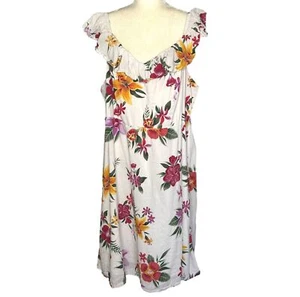 Old Navy Sleeveless Dress Plus 3X Tropical Floral Ruffle Smocked Spring Sundress - Picture 1 of 10