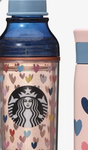Starbucks Japan Valentine 2020 bottle colorful heart 473ml 15.9oz Navy Pink - Picture 1 of 1