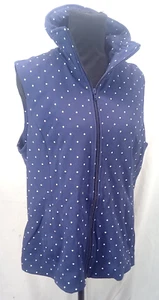 Vest Jacket Navy Blue Polka Dot Mock Turtle Neck Coldwater Creek Size Large - Picture 1 of 10