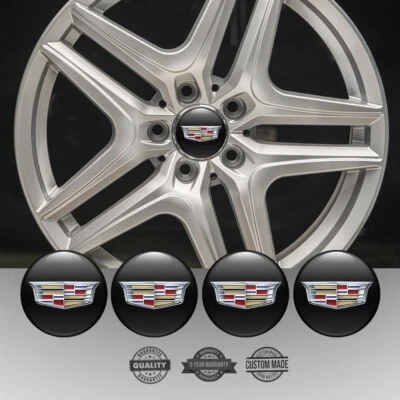 4 pcs Cadillac Domed Emblems Hub Cap Stickers Logo 4x Silicone emblem Stickers - Image 1 of 2