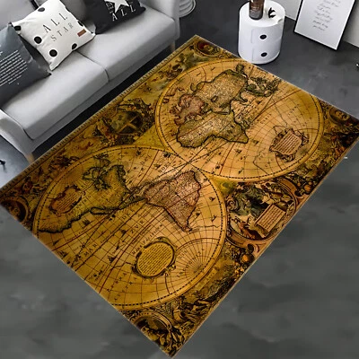 Old World Map, Retro World Map Rug, World Map Rug, Retro Map Rug