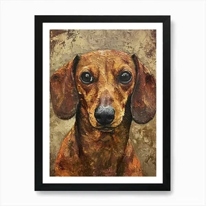 Dachshund Acrylic Painting 9 Art Pr Framed Wall Art Poster Canvas Print Picture - Picture 1 of 4