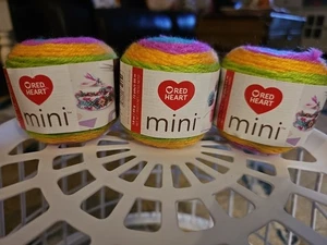 3 RED HEART Mini yarn, NEON, (72 yds/1.6 oz ea) BRIGHT COLORS FREE SHIPPING  - Picture 1 of 3