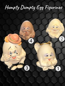 Allyson Nagel Signed Humpty Dumpty Egg Figurines Set Vintage Porcelain - Picture 1 of 20