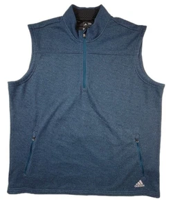 Adidas Men's Performance Quarter Zip Fleece Vest Size XL Blue - Picture 1 of 6