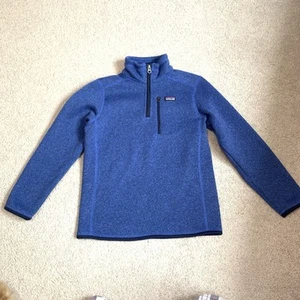 Patagonia Butter Sweater 1/4 Zip Blue Pullover Kids Size 10 - Picture 1 of 4