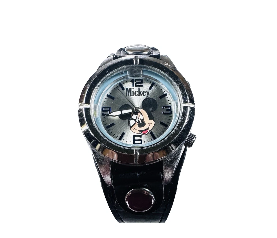 Disney Mickey Mouse Reloj de Cuarzo Reloj Iluminado Esfera Blanca Estuche Plateado Foto 1 de 4
