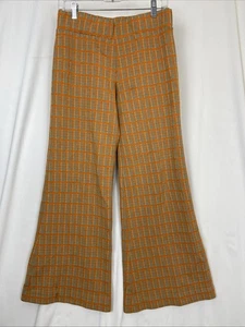 Vintage 70er Jahre orange & neon türkis kariert weites Bein Hose Größe Damengröße 28 - Bild 1 von 8
