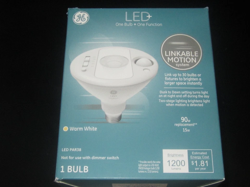 GE LED+ Linkable Flood Bulb, Warm White, 1200 Lumens, 15 Watt PAR38 - Image 1 of 1