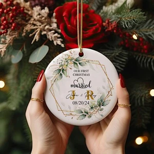 First Christmas Married Ornament 2024 Personalized Christmas Ornaments - Picture 1 of 2