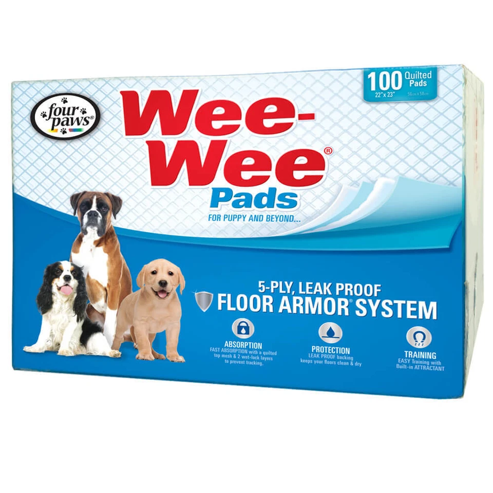 Pacote com 100 almofadas Four Paws Wee-Wee brancas 22 x 23 100534714 - Imagem 1 de 1