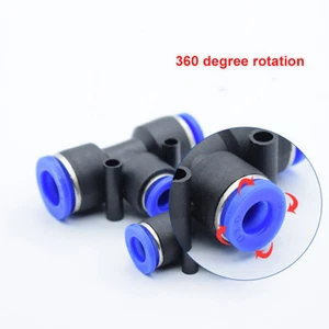 Reducer Unequal Straight Pneumatic Push In Fittings Tee Connector For Air Fluids - Picture 1 of 20