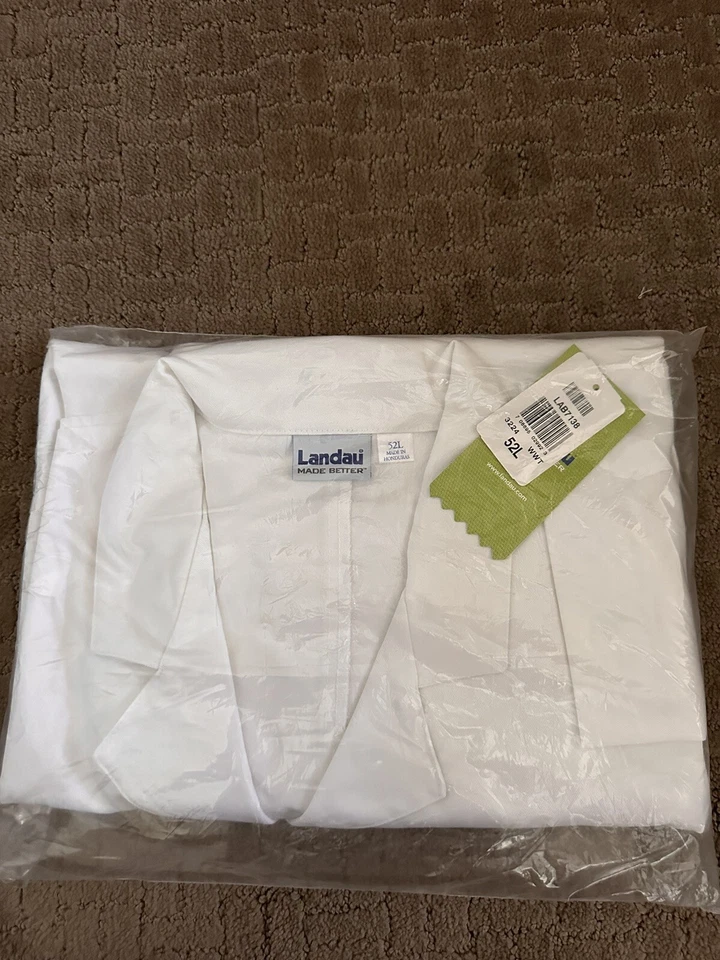 Landau Unisex Mid-Length White Lab Coat- Size 52L - Image 1 of 1