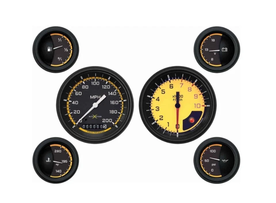 Fits Auto Cross 6 Gauge Set Yellow by Classic Instruments AX01YBLF - Image 1 of 1