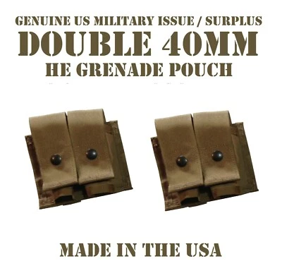 SPECIALTY DEFENSE SYSTEMS LOT of 2 MOLLE 40MM GRENADE AMMO POUCH DOUBLE COYOTE US MILITARY USMC TACTICAL
