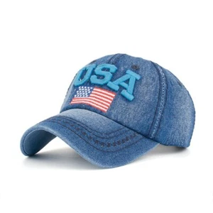 Blue Denim USA American Flag Hat/Cap - Adjustable - Picture 1 of 2
