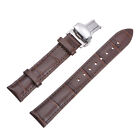 Cowhide Leather Band Deployment Buckle Watch Strap 21Mm With Spring Bars, Brown