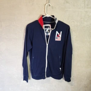 Nautica Boys Size XL 12/14 Full Zip Sweatshirt Logo Flag Long Sleeve Zip Pockets - Picture 1 of 11