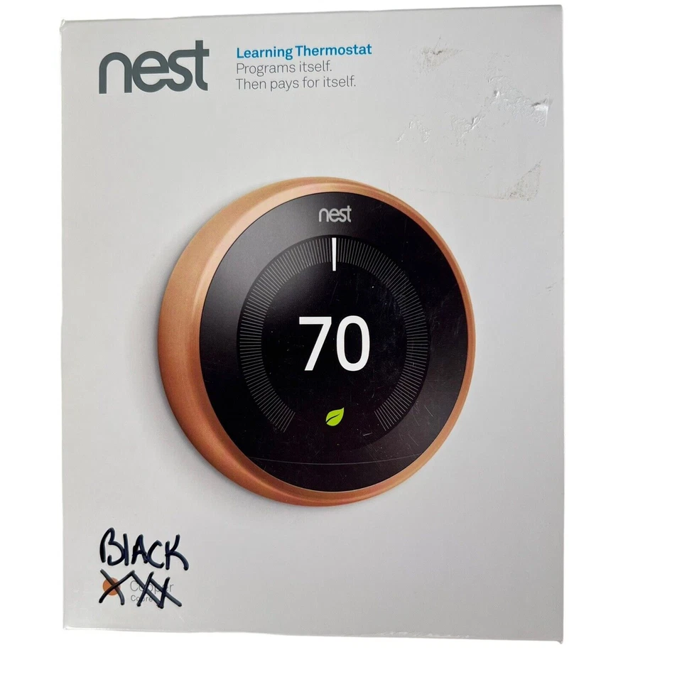 Google Nest Programmable Learning Thermostat 3rd Gen - Mirror Black (T3018US)