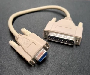 1ft 25 Pin DB25 Male to 9 Pin DB9 Female Serial COM Port Cable Printer Adapter - Photo 1/8