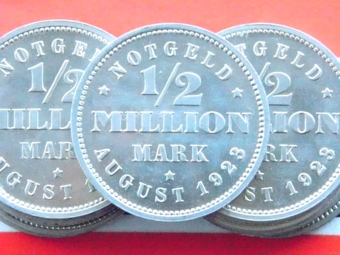 RARE GERMAN Coin 1/2 MILLION MARK Notgeld HAMBURG 1923 J Alu Emergency WEIMAR Cover