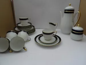 Hutschenreuther Olivia Kaffeeservice 6 Personen Kobalt mit Goldrand 21 Teile - Bild 1 von 12