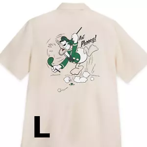 Disney Donald Duck Woven Golf Camp Shirt LARGE - Picture 1 of 3