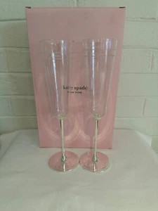 Kate Spade Darling Point Mr .and Mr. Wedding Champagne Glass Set New Free Ship - Picture 1 of 4